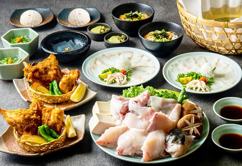 Pufferfish course meal