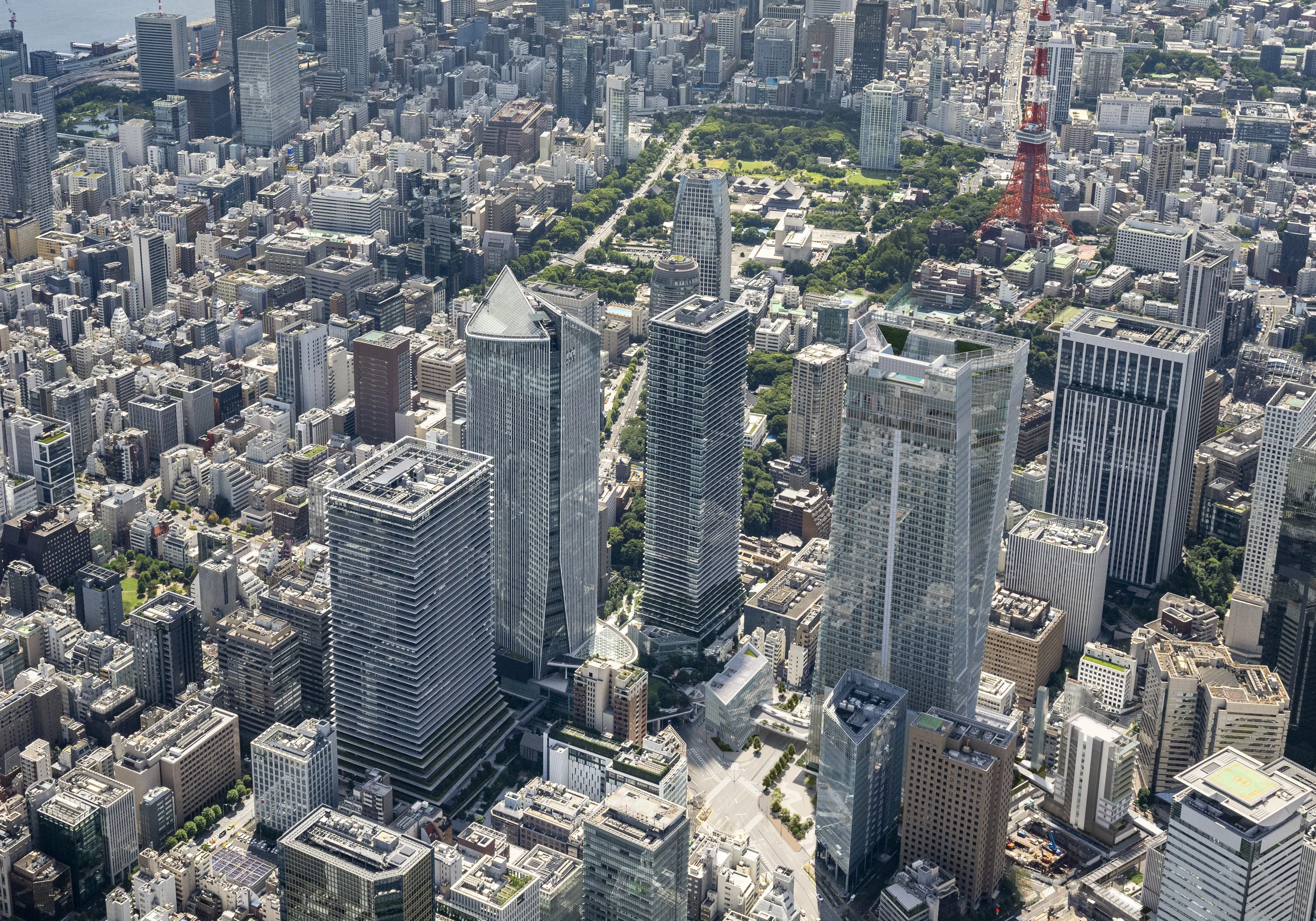 A towering city landmark