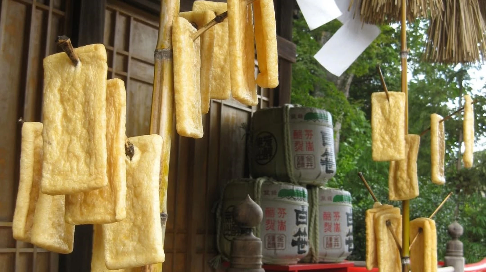 Hanging fried tofu