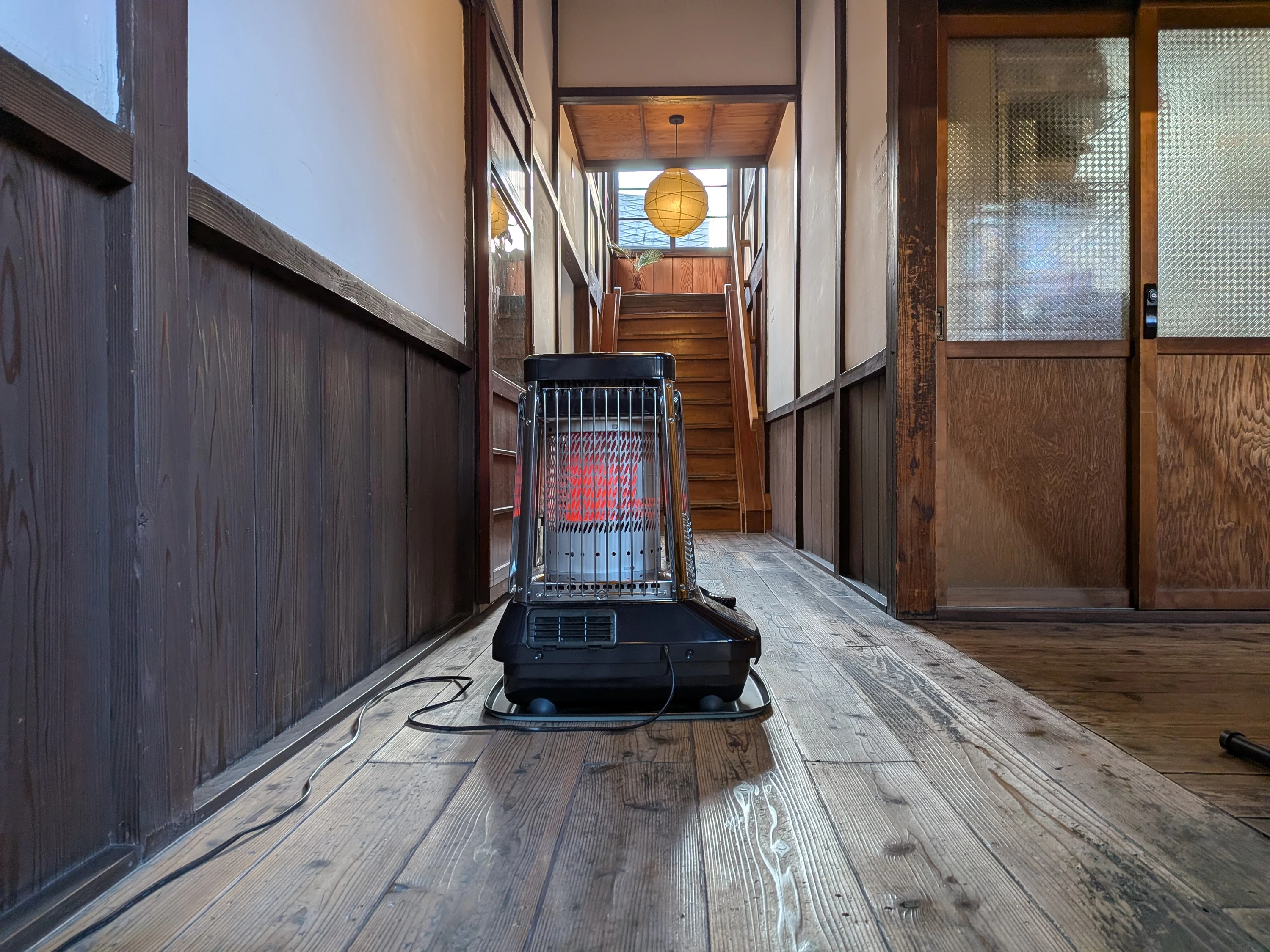 A cozy hallway stove